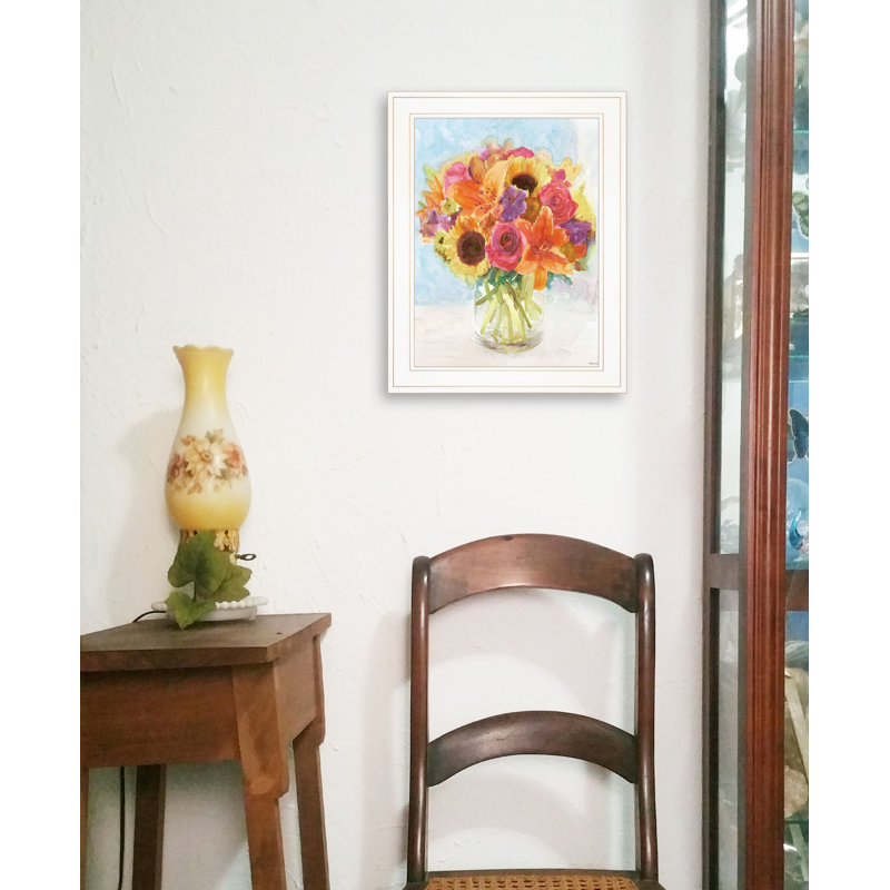 Vases avec fleurs, art mural, Cadre blanc