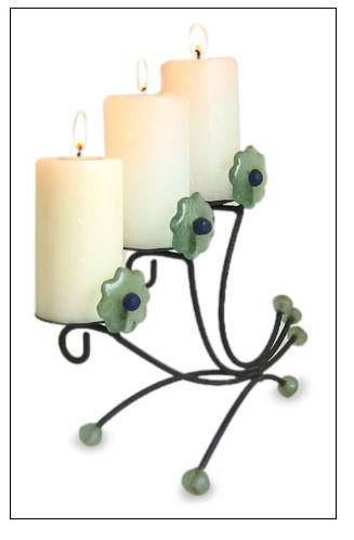 Candélabre en fer et en verre recyclé