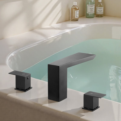 Ensemble de robinets de baignoire romaine avec 2 poignées noir mat