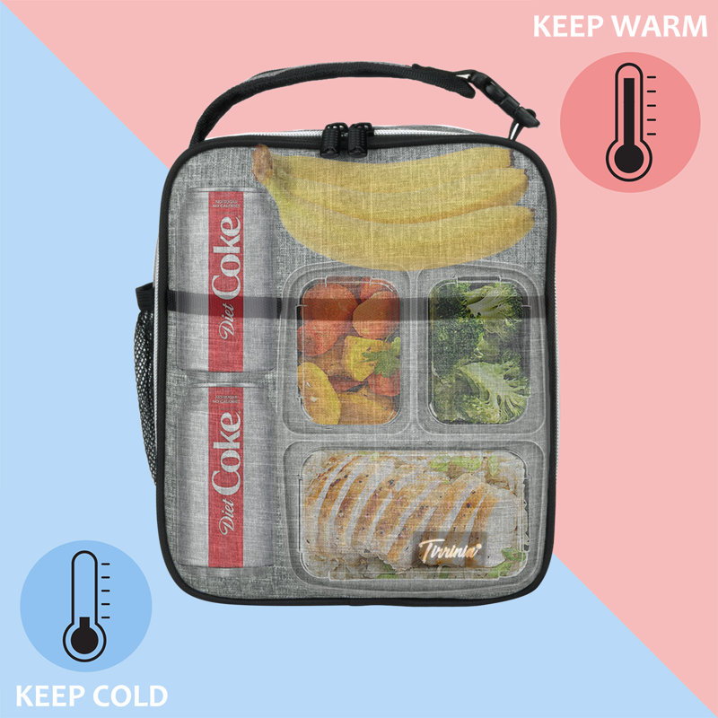 Petit sac à lunch isolé Tirrinia pour adultes, fourre-tout, boîte à lunch pour la rentrée scolaire, Gris