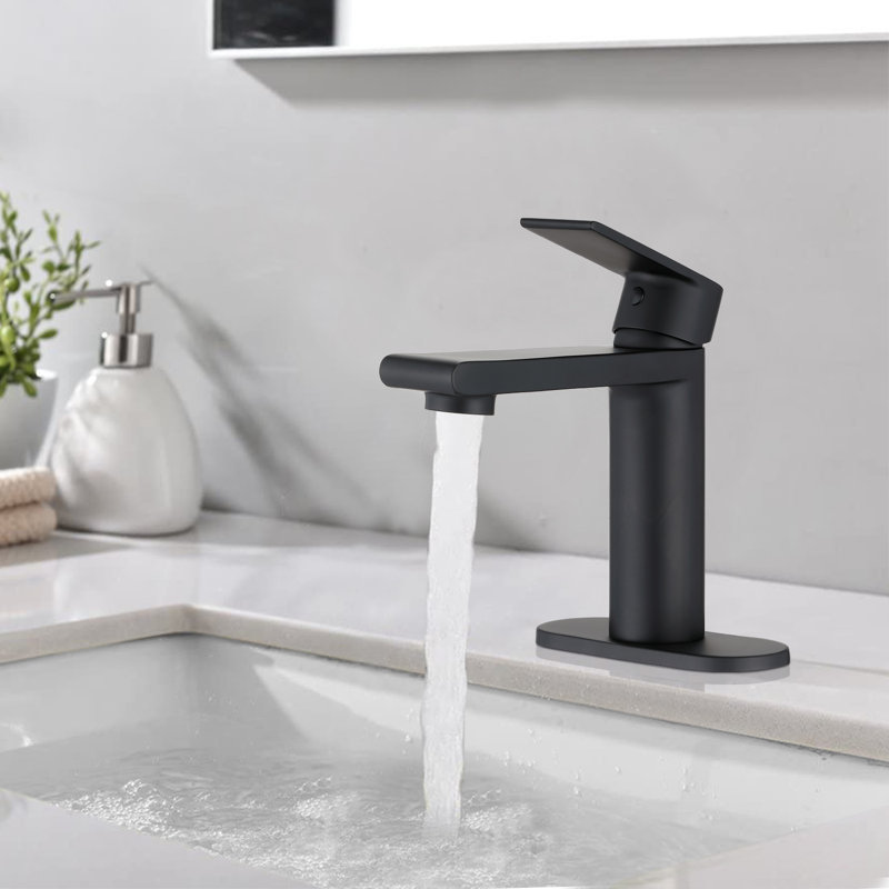 Single-handle Bathroom Faucet with Drain Assembly, Matte Black
