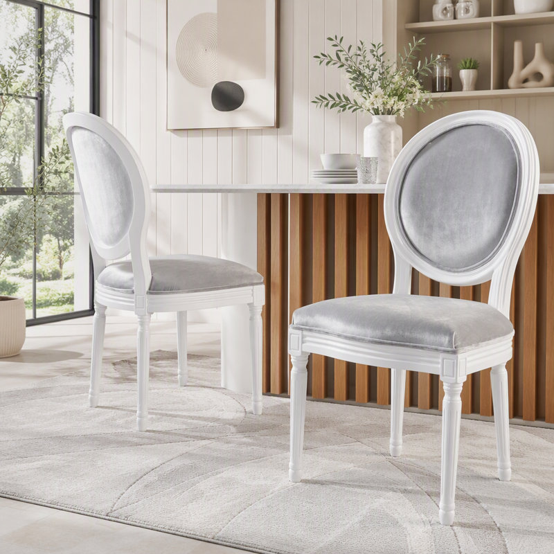 Ensemble de chaises de salle à manger, Gris + blanc