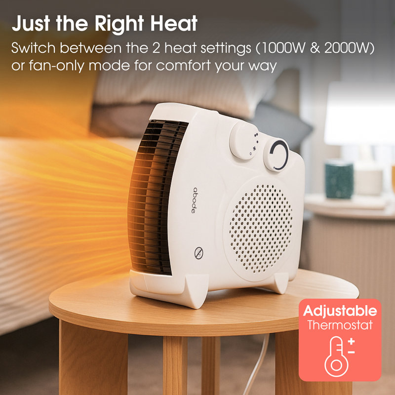 Abode 856 BTU Electric Compact Space Heater with Adjustable Thermostat