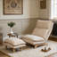 Fauteuil à billes paresseux réglable et pliable pour adultes, canapé inclinable et ergonomique pour lire, se détendre et s'agencer au balcon de la chambre à coucher du salon | Beige | Métal