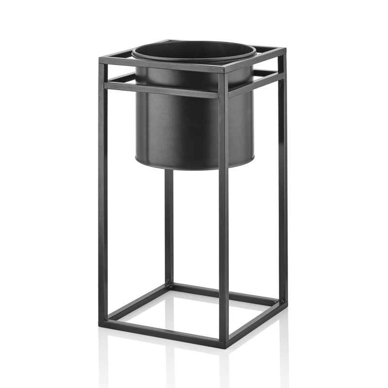 Pot à fleur en métal Liara, Noir, H 24 po x l 12 po x P 12 po