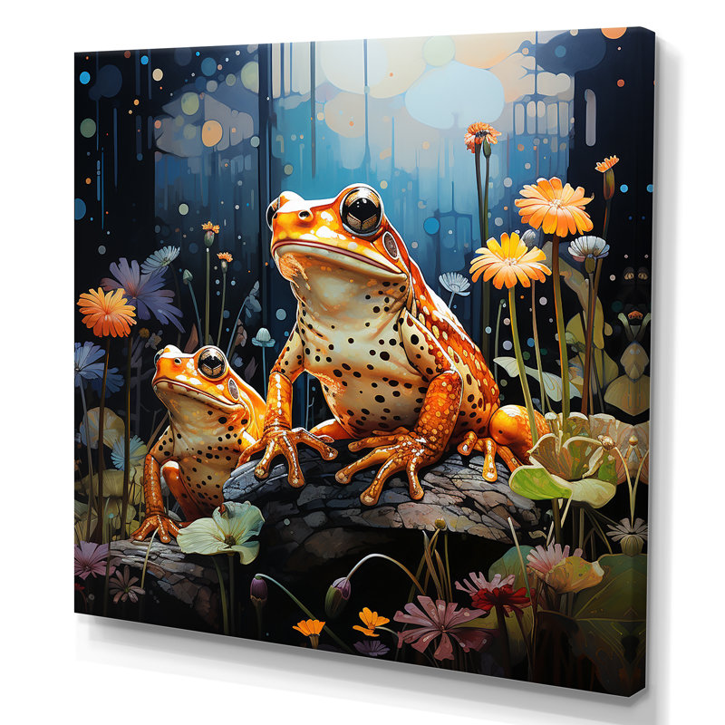 «Couple Toads At The Night I», reproduction sur toile, Toile tendue, H 36 po x l 36 po x P 1,5 po
