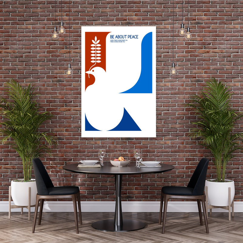 Peace Dove Be About Peace Abstract Contemporary Bird Wall Art Print, 152.4cm H x 101.6cm W