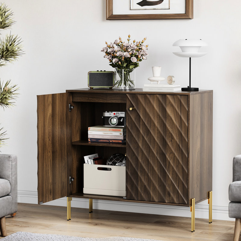 Buffet moderne en noyer avec tablettes réglables pour le salon et le couloir