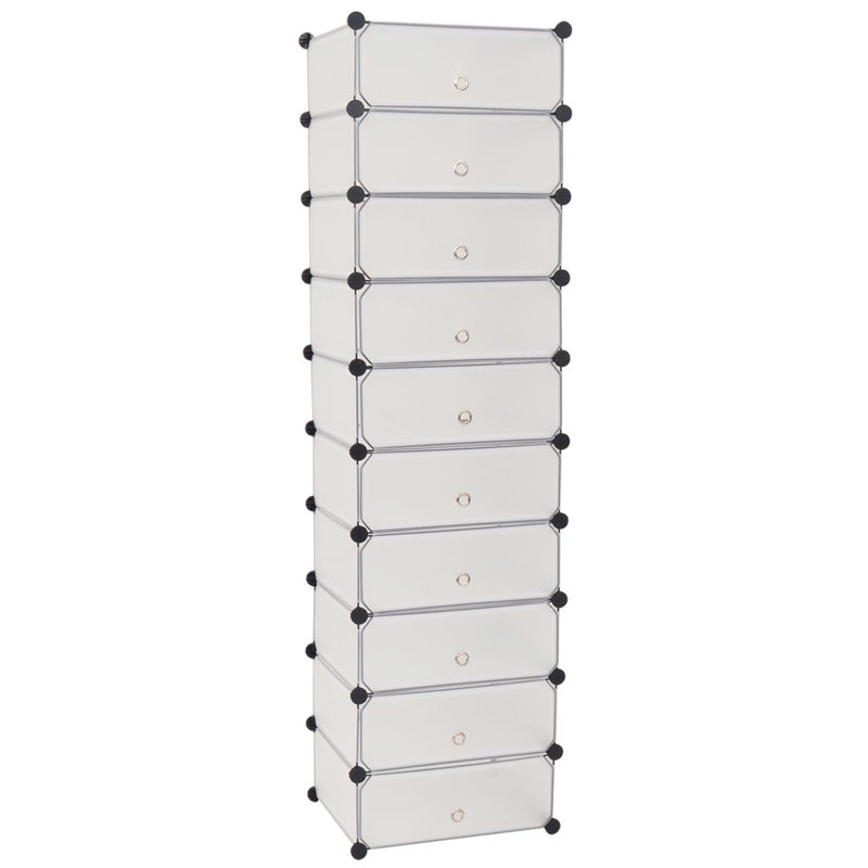 10 Pair Flip Down Shoe Storage, White