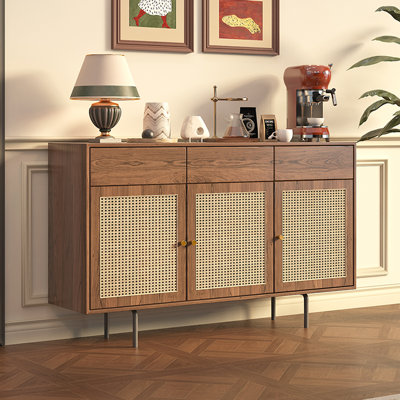 Rattan Storage Sideboard with 3 Drawers and 3 Door