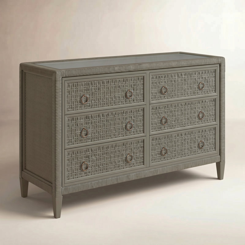 Naples 6 Drawer 54'' W Dresser, Mushroom, Yes, Satin Nickel