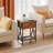 Industrial Brown Nightstand with Charging Station, Rustic Bedside Table-377009668-375396293