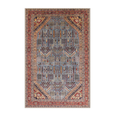 Tapis oriental rouge / bleu clair Rihanne
