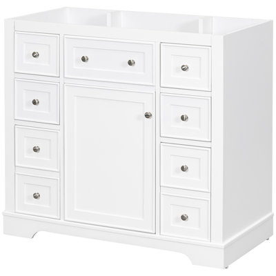 36" Bathroom Vanity - White Cabinet Base, 1 & 6 Drawers, Solid Wood , Modern, Painted Finish, Assembly Required Base. And Drawers. Made Of . Finish. Storage. Removable Drawer Panels. Easy