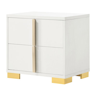 2-Drawer Nightstand White