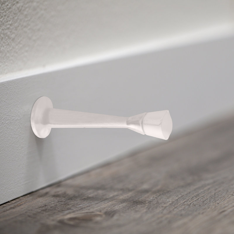 Rigid Cast Door Steel Baseboard Stop, White, 20