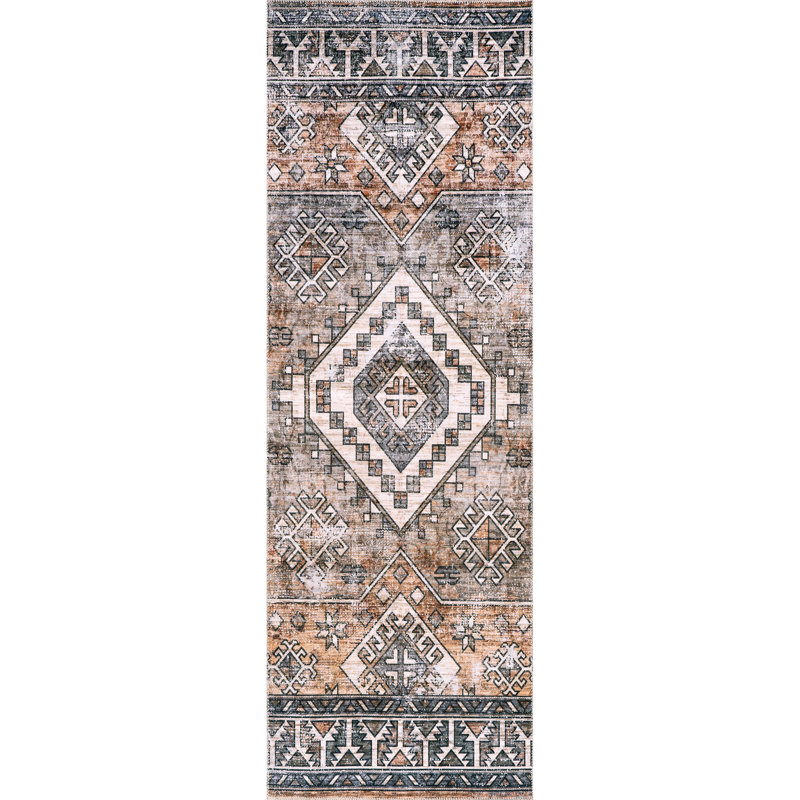 Bowie SpinClean Machine Washable Tribal Pattern Area Rug, Runner 2'6" x 10'