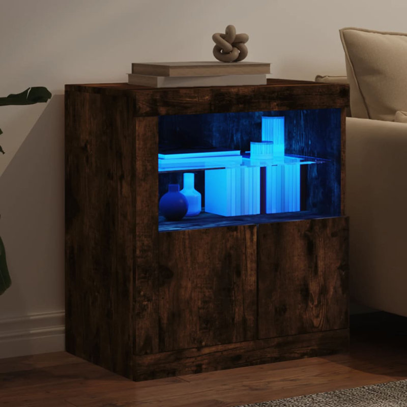 Basiliki Sideboard with LED Lights, Smoked Oak