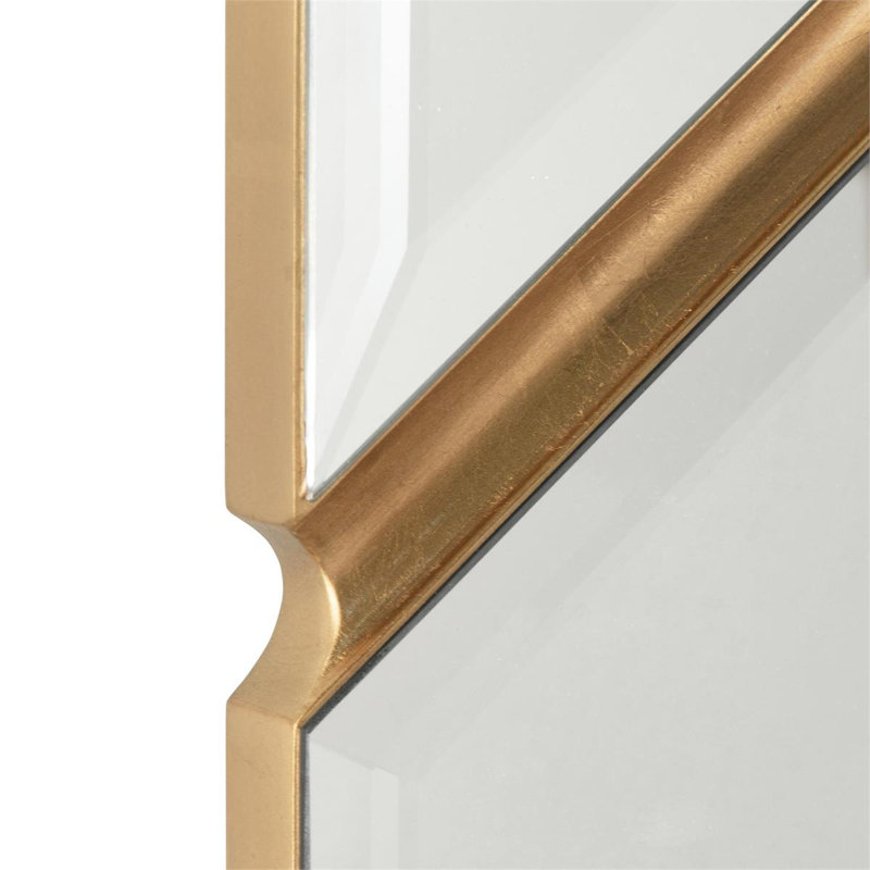 Ronin Rectangle Solid Wood Beveled Mirror, Gold