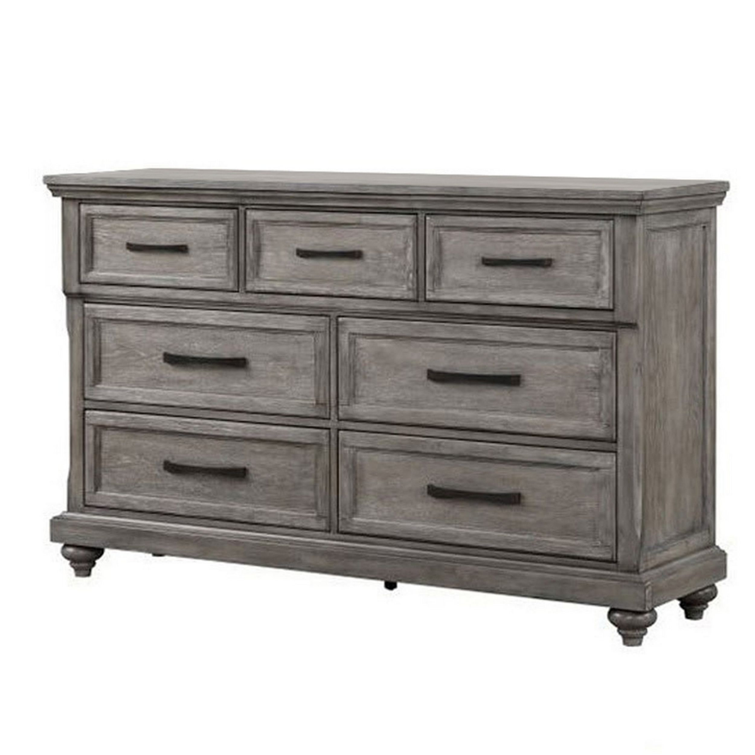 Canora Grey Demi 65 Inch Wood Dresser With 7 Drawers, Metal Bar Handles