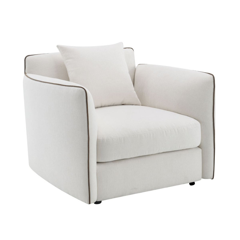 Chaise en chenille beige avec oreiller Yolanda