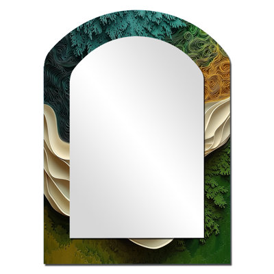 Biomorphism Earth Ephemeral Pathways IV - Lyrical Abstraction Asymmetrical Large Mirror, Modern Arch Decorative Wall Mirror, Printed Metal Art