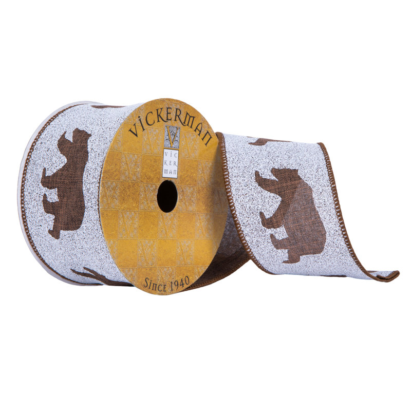 Ruban de Noël à motif d'ours brun 2,5 po x 10 verges Vickerman