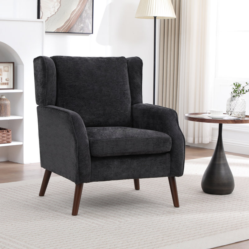 Elegant Wingback Accent Chair with Contemporary Straight Arm Design, Black
