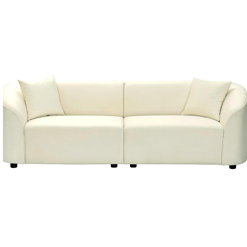 Canapé incurvé moderne Kaori de 87,5 po de style Mid-Century, Velours beige