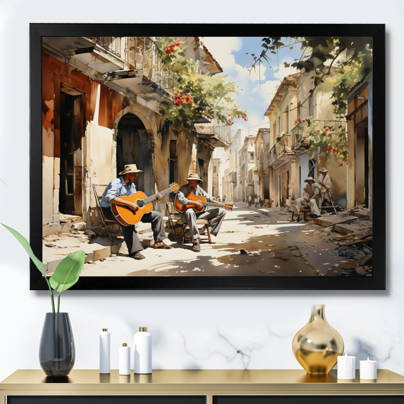 Cuba Rhythms Street II - Cuba, art mural paysage, H 30 po x l 40 po x P 1,5 po, Cadre simple noir