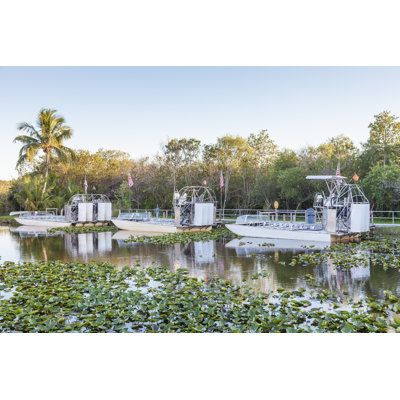 Airboats In The Everglades, Florida by Typhoonski - Wrapped Canvas Print