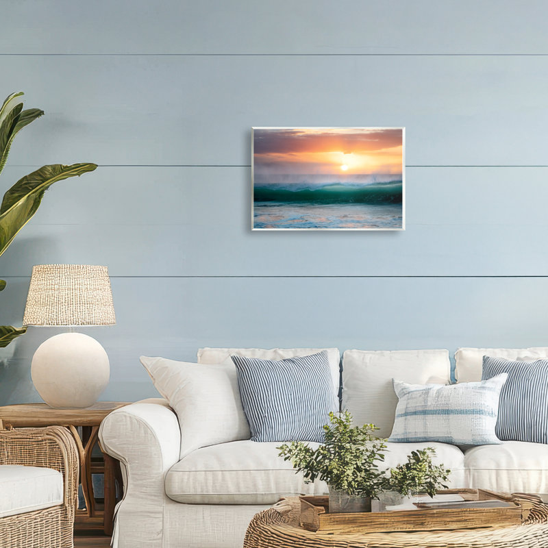 Coucher de soleil et plaque murale vue des vagues, design par Dennis Frates, H 10 po x l 15 po
