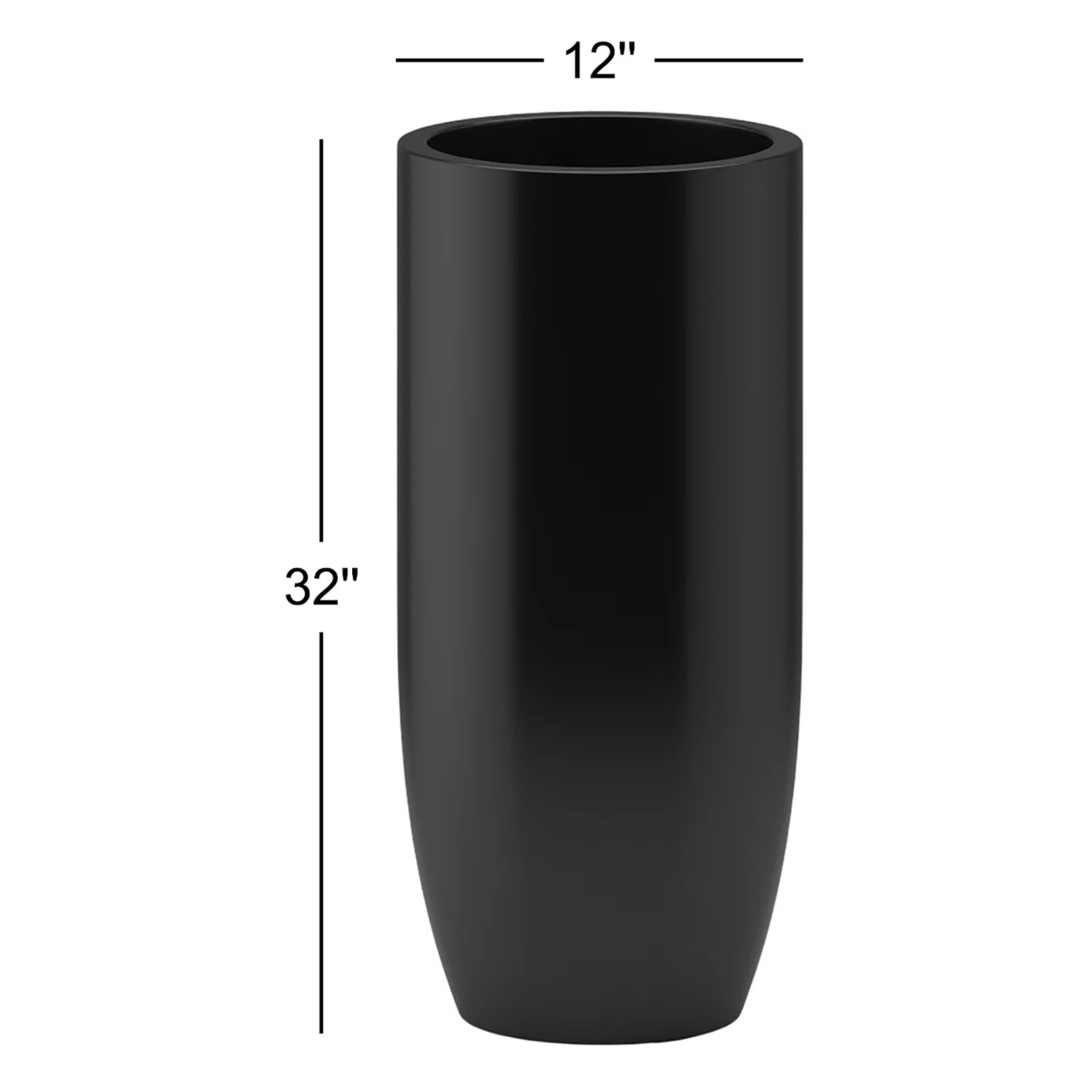 Rilo Handmade Pot Planter, Black, 32" H x 12" W x 12" D