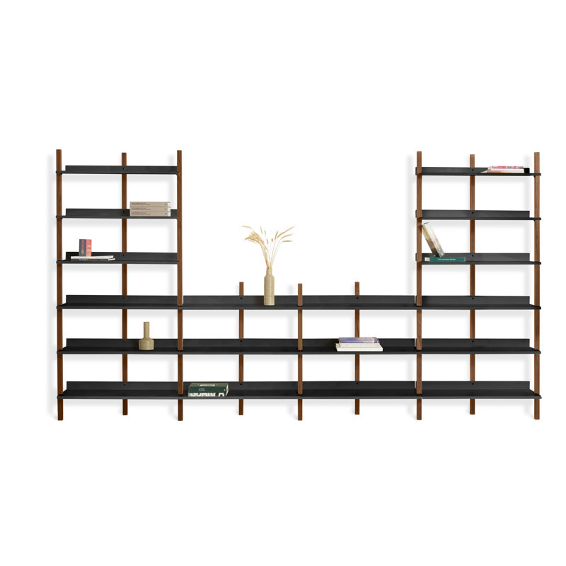Browser Solid Wood Bookcase, (6 Shelves) 82" H x 37" W x 17" D, Walnut/Oblivion