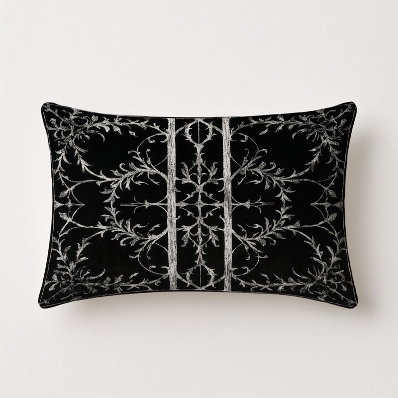 Obsidian Bloom Indoor And Outdoor Pillow, Rectangle 25"H x 18"W