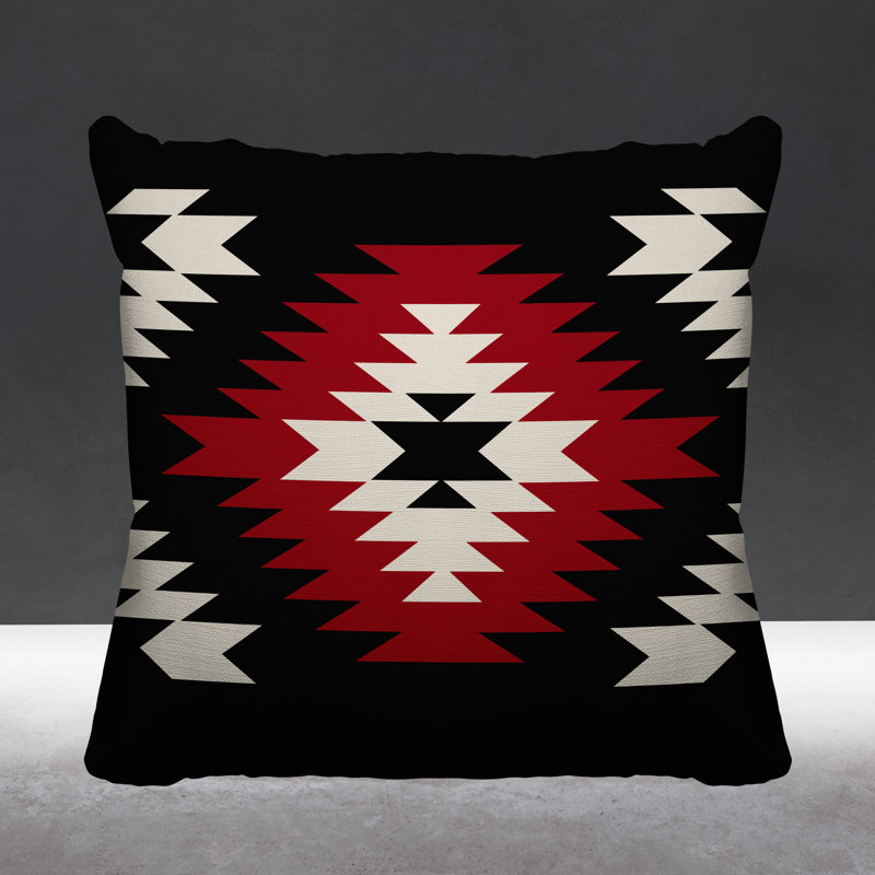 Coussin décoratif intérieur / extérieur Southwestern, L 15 po x H 15 po, Rouge