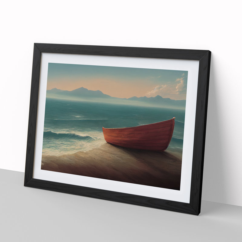 A Stranded Boat Vol.2 - Single Picture Frame Print, Black Framed, 46cm H x 64cm W x 2cm D