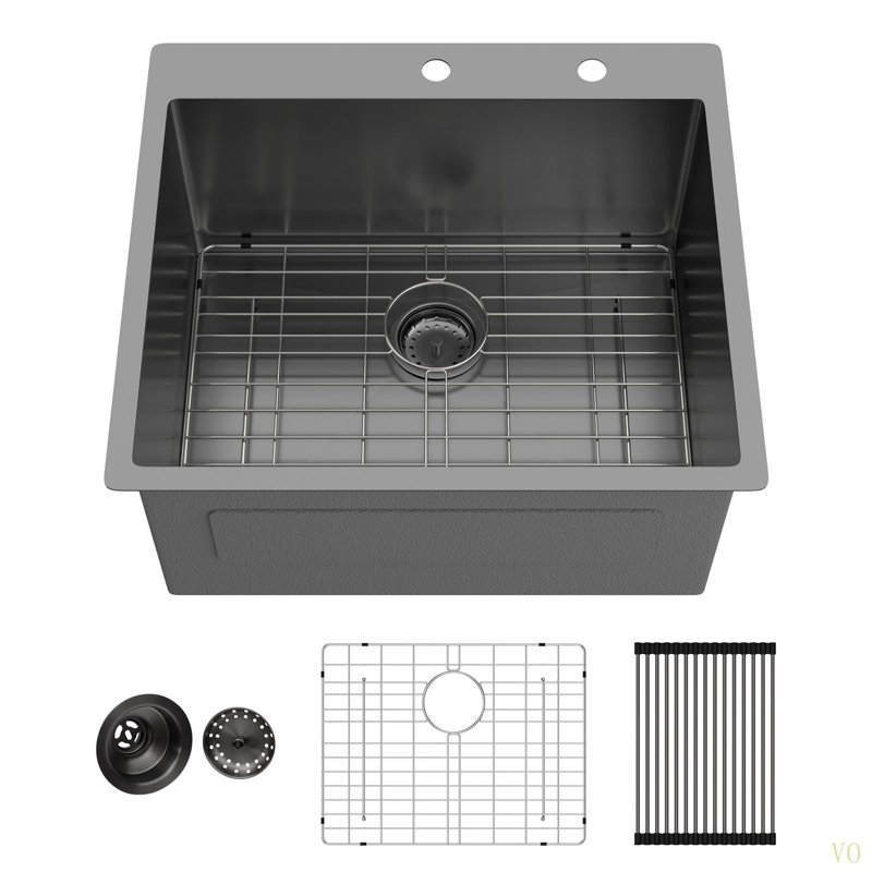 Laundry Sink Drop In - 25" X 22" X 12" Laundry Utility Sink 16 Gauge Stainless Steel Drop In Topmount   12 Inch Deep Single Bowl Above Counter Utility Laundry Room Sink Basin