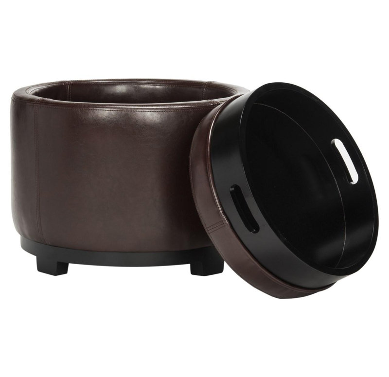 Repose-pieds rond en similicuir de 18,7 po Maiden, Similicuir Cordovan