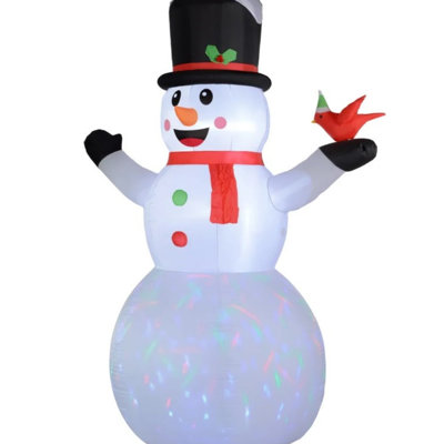 Christmas Blow Up Snowman, Giant Inflatable Snowman with Rotating Colorful LED Light for Indoor Outdoor Yard Holiday Decoration