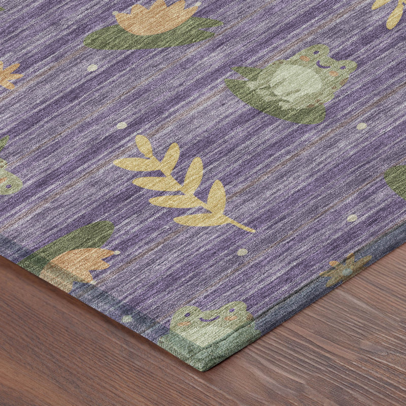 Tapis intérieur / extérieur lavable à la machine pour enfants ACN2795, Violet, 10 pi x 14 pi