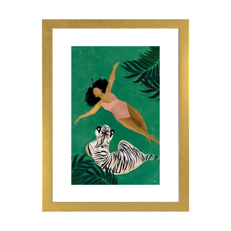 « Drift » par Bria Nicole-impression d’art graphique, H 24 po x l 16 po x P 1 po, Papier encadré doré, Blanc