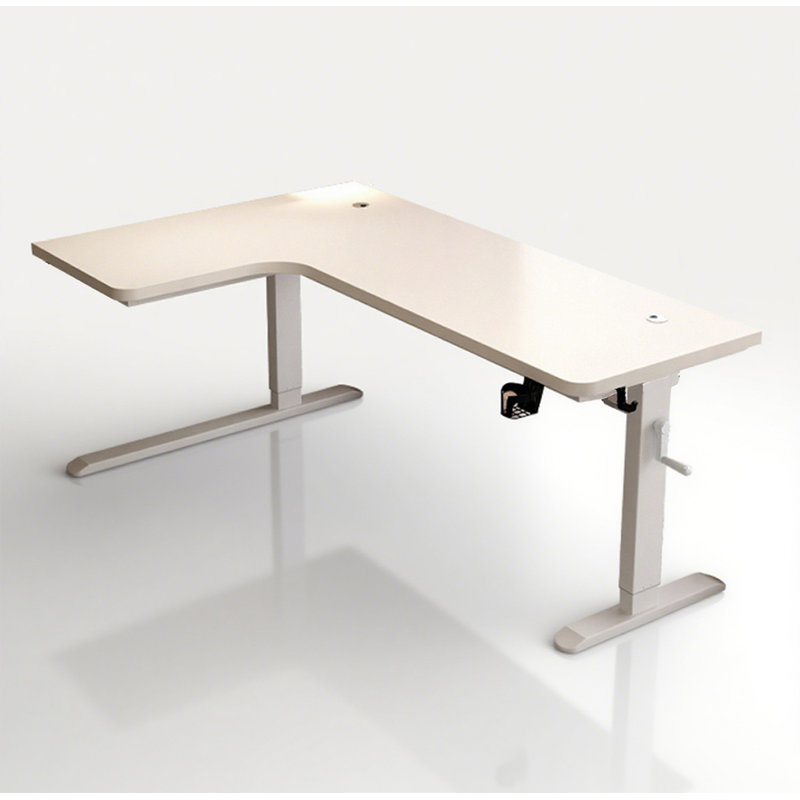 Bureau à hauteur réglable en L à manivelle, 29.5" H x 55.1" W x 31.5" D