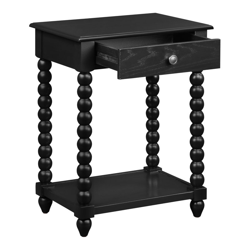 Table d'appoint Gurprit avec tiroir, Noir