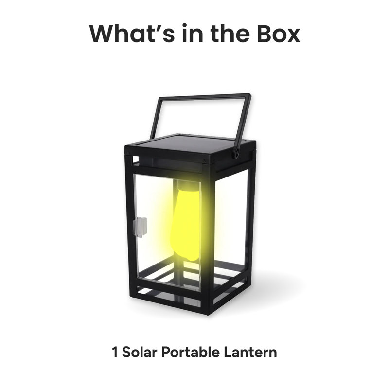 7.87'' Black Solar Powered LED Outdoor Lantern with Color Changing Light