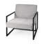  Fauteuil à oreilles en tissu gris avec structure en métal noir