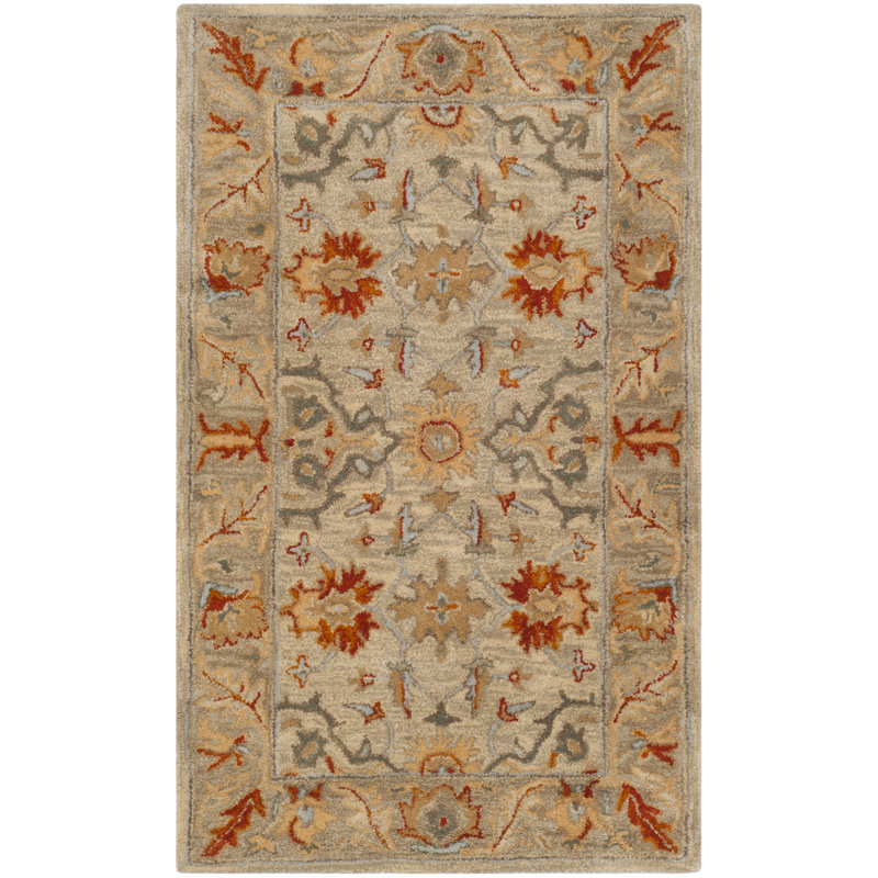 Antiquity Hand-Tufted Beige Area Rug, Rectangle 6' x 9'