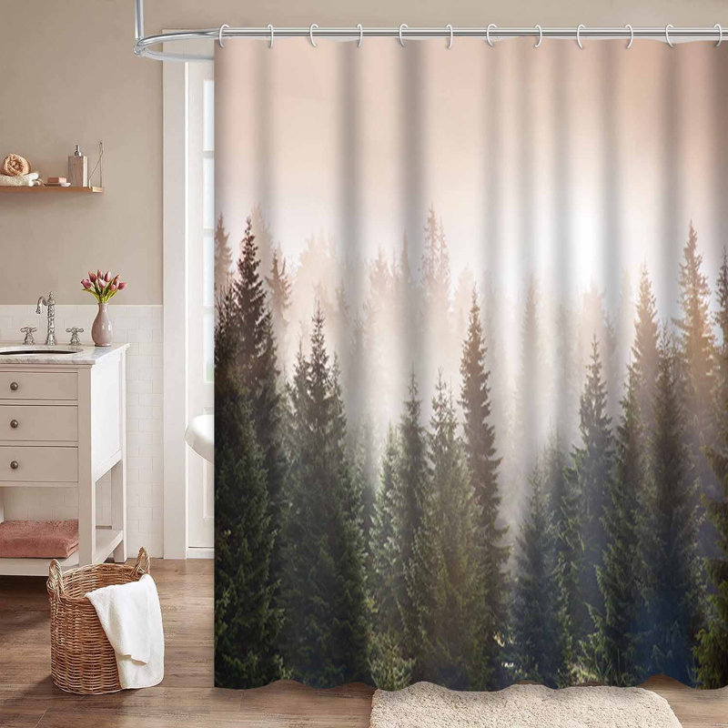 Rideau de douche à 12 crochets Sunlight Forest, L 72 po x l 72 po