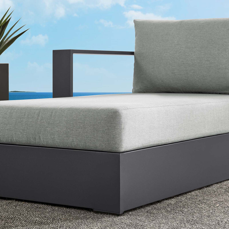 Chaise longue modulaire en aluminium thermolaqué Modway Tahoe, Gris