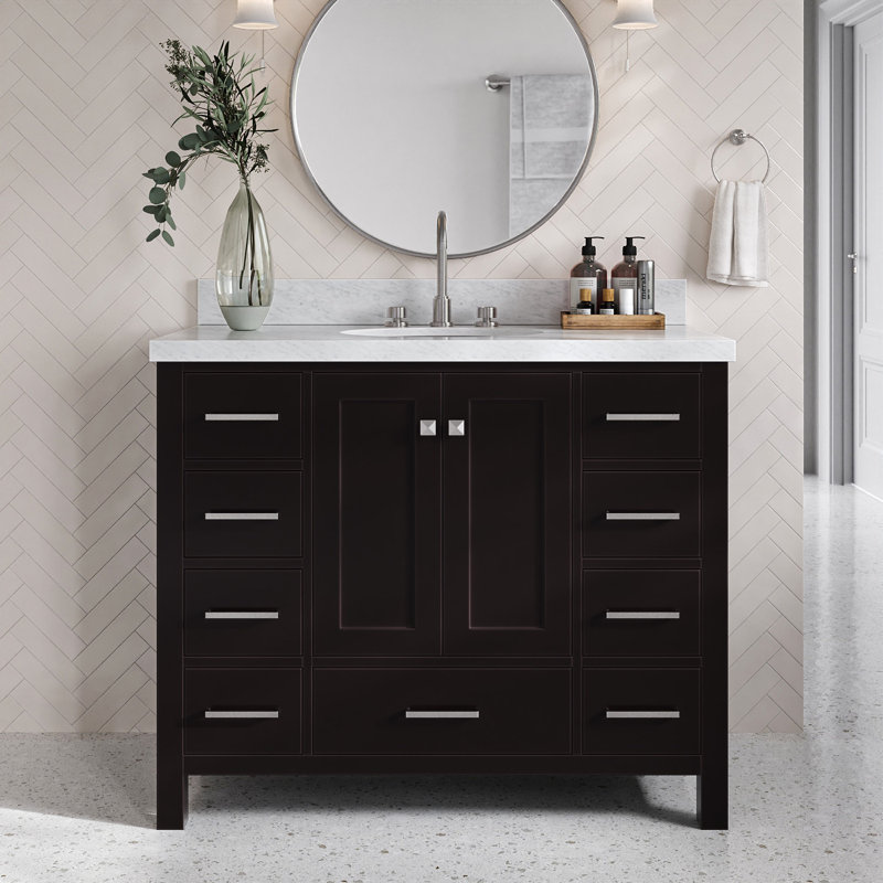 Ensemble de meuble-lavabo simple 43 po Cambridge, Espresso / nickel brossé